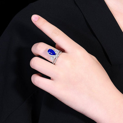 18k gold natural Madagascar sapphire ring crown - Lotus Diamond