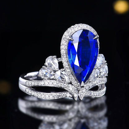 18k gold natural Madagascar sapphire ring crown - Lotus Diamond