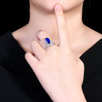 18k gold natural Madagascar sapphire ring crown - Lotus Diamond