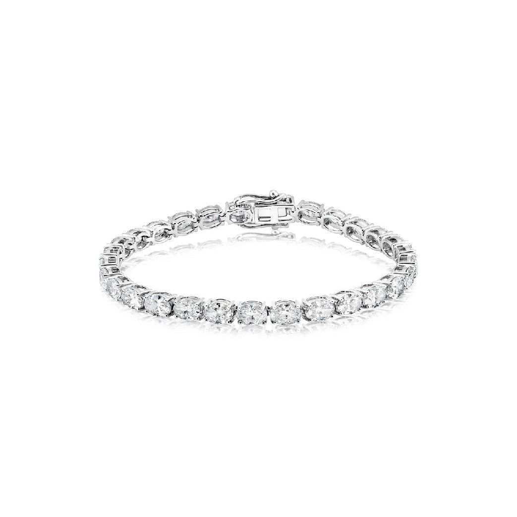 18K Gold Oval Lab Grown Diamond Tennis Bracelet 10.20ctw - Lotus Diamond