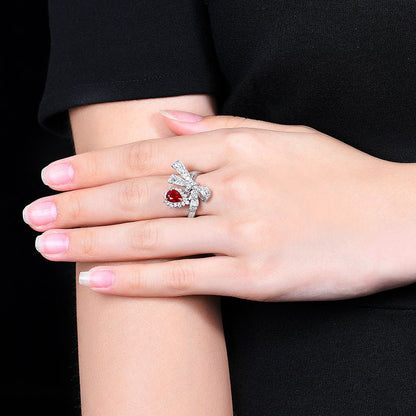 18k gold Red Ruby ring without burnt pigeon - Style D - Lotus Diamond