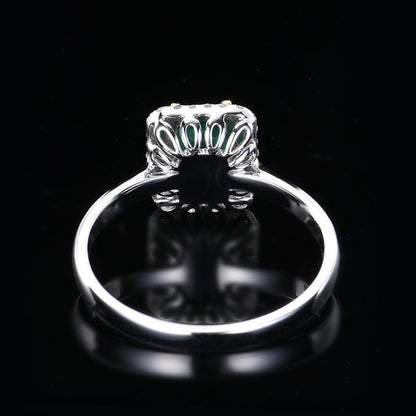 18K gold set with natural emerald ring - Lotus Diamond