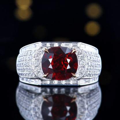 18k gold unburned ruby ring for men - Lotus Diamond