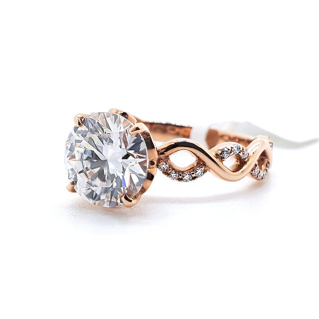 18K High Rise Twisted Band Lotus Diamond