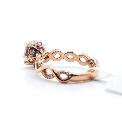 18K High Rise Twisted Band Lotus Diamond
