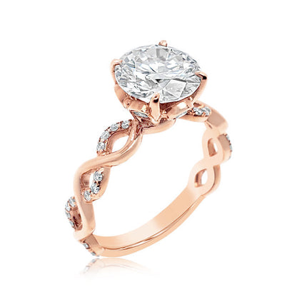 18K High Rise Twisted Band Lotus Diamond