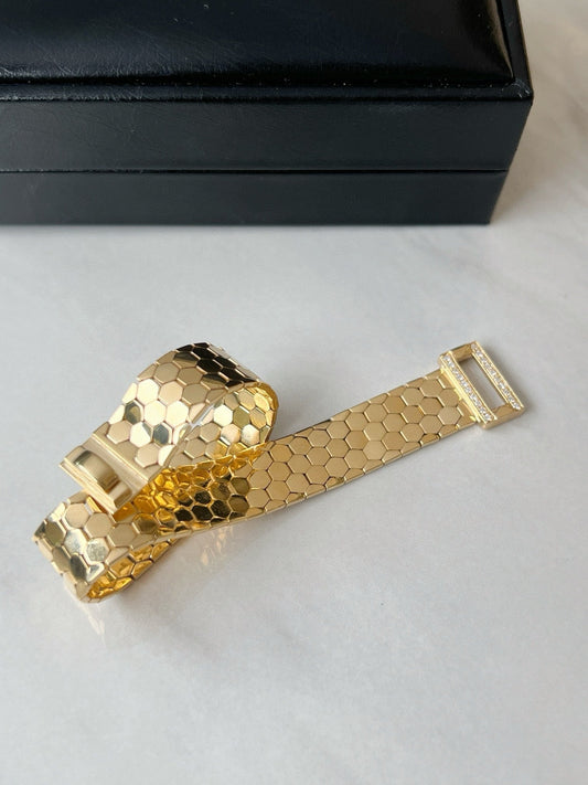 18K Honeycomb Bracelet Lotus Diamond