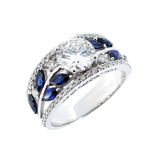 18K ring with diamond sapphire setting - Lotus Diamond