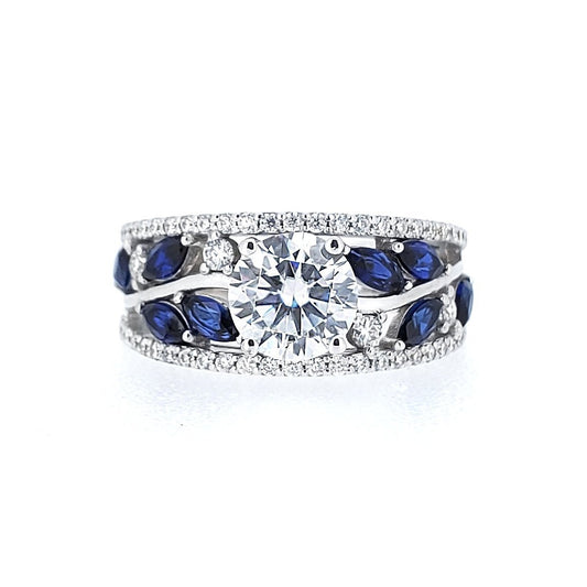 18K ring with diamond sapphire setting - Lotus Diamond