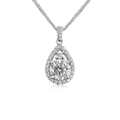 18K water drop diamond pendant - Lotus Diamond