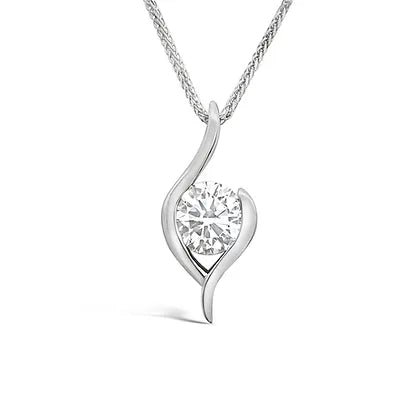 18K wave pendant - Lotus Diamond