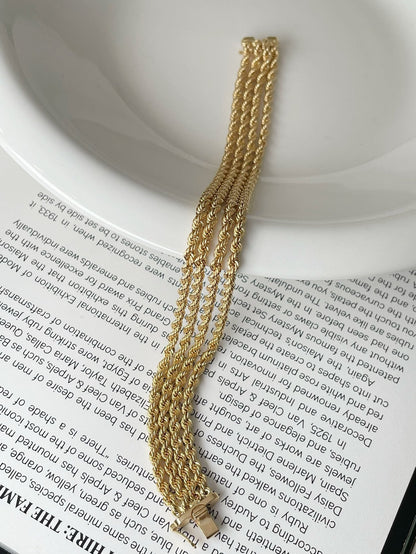 18KMulti-layered woven twisted bracelet Lotus Diamond