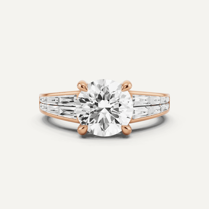 2 1/10 ctw Round Diamond Engagement Ring with Side Taper - Lotus Diamond