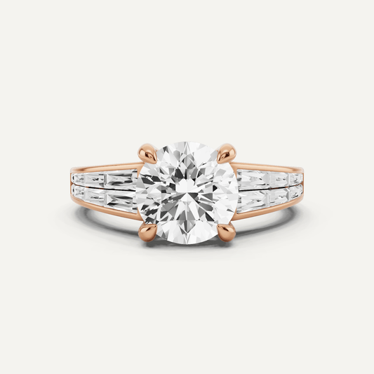 2 1/10 ctw Round Diamond Engagement Ring with Side Taper - Lotus Diamond