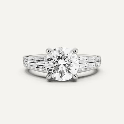 2 1/10 ctw Round Diamond Engagement Ring with Side Taper - Lotus Diamond