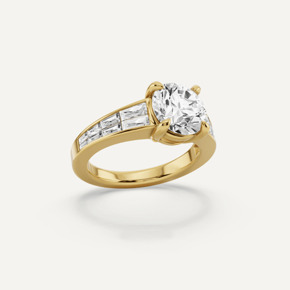 2 1/10 ctw Round Diamond Engagement Ring with Side Taper - Lotus Diamond