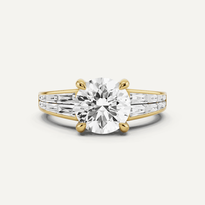 2 1/10 ctw Round Diamond Engagement Ring with Side Taper - Lotus Diamond