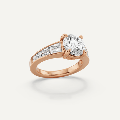 2 1/10 ctw Round Diamond Engagement Ring with Side Taper - Lotus Diamond