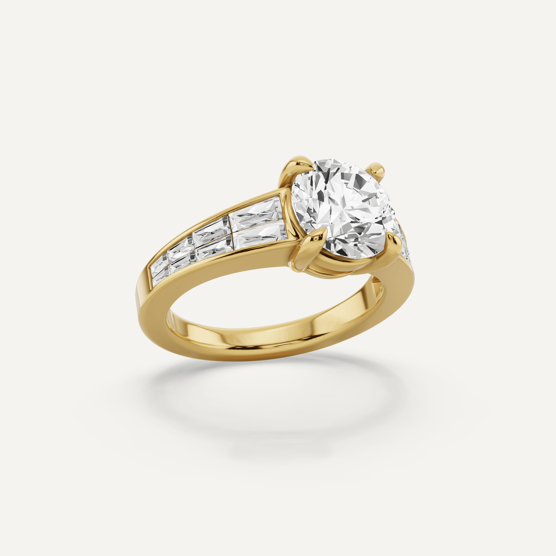 2 1/10 ctw Round Diamond Engagement Ring with Side Taper - Lotus Diamond
