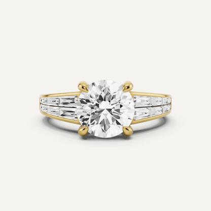 2 1/10 ctw Round Diamond Engagement Ring with Side Taper - Lotus Diamond