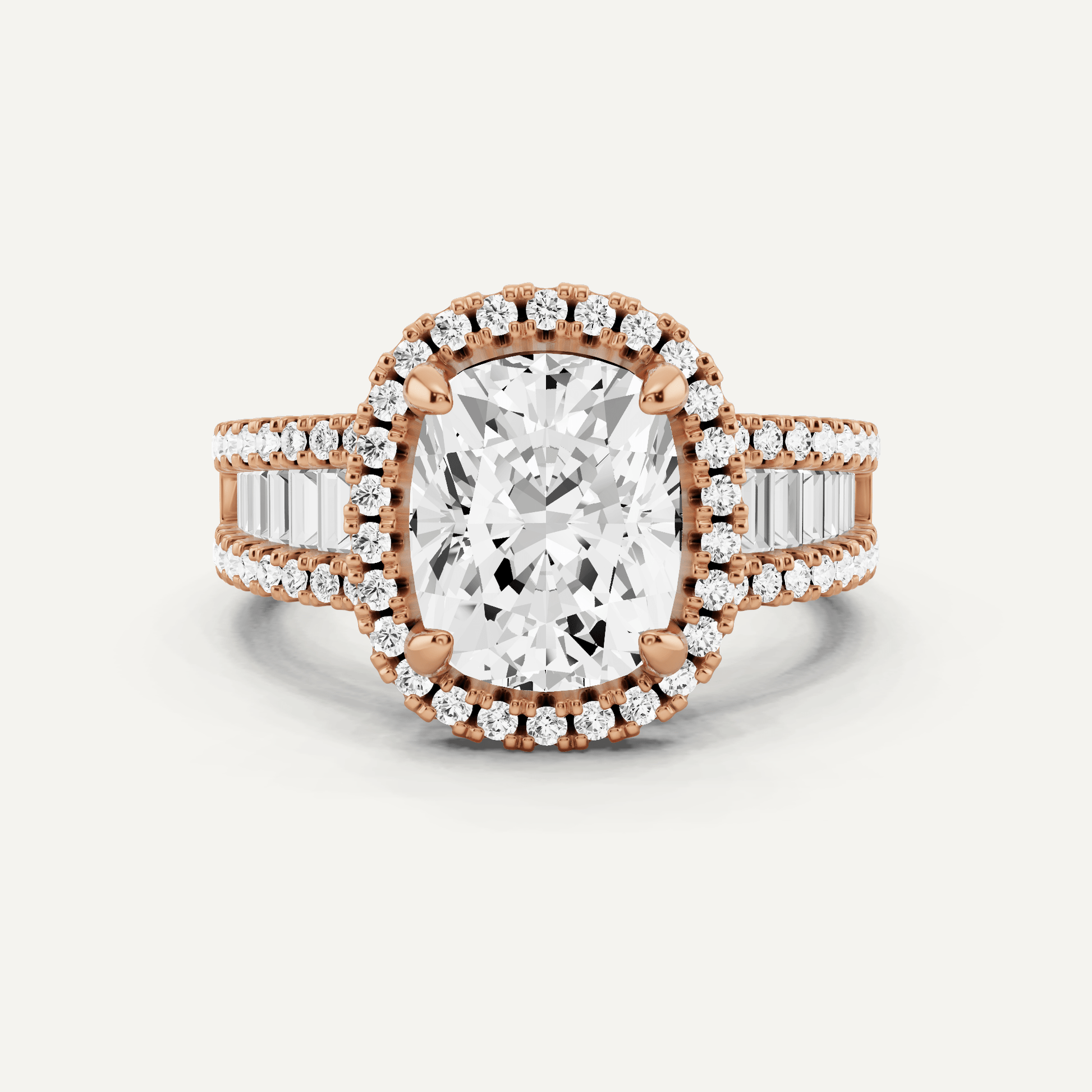 2 1/2 ctw Elongated Cushion Diamond Halo Engagement Ring - Lotus Diamond
