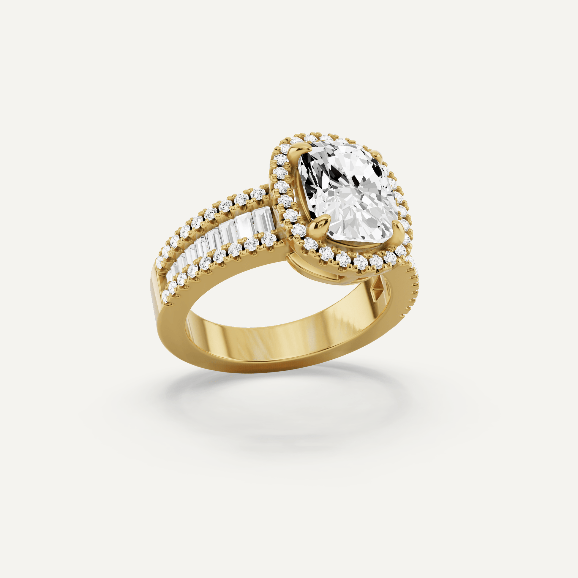 2 1/2 ctw Elongated Cushion Diamond Halo Engagement Ring - Lotus Diamond