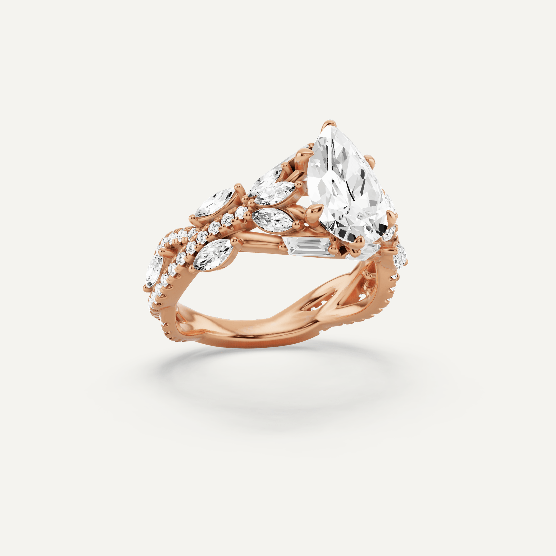 2 1/2 ctw Pear Diamond Side Stone Engagement Ring - Lotus Diamond