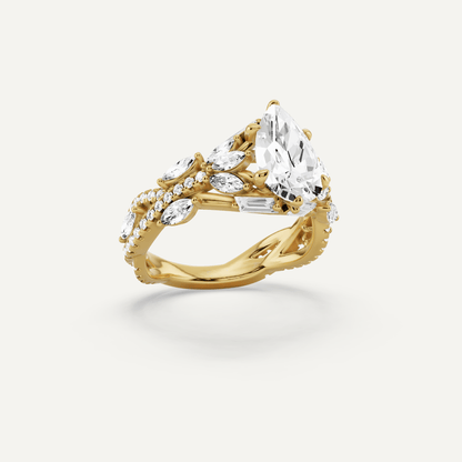 2 1/2 ctw Pear Diamond Side Stone Engagement Ring - Lotus Diamond