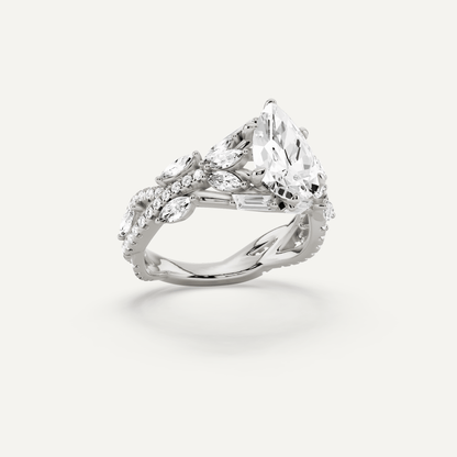 2 1/2 ctw Pear Diamond Side Stone Engagement Ring - Lotus Diamond