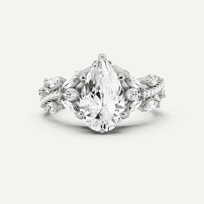 2 1/2 ctw Pear Diamond Side Stone Engagement Ring - Lotus Diamond