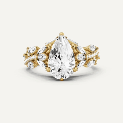 2 1/2 ctw Pear Diamond Side Stone Engagement Ring - Lotus Diamond