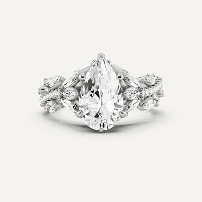 2 1/2 ctw Pear Diamond Side Stone Engagement Ring - Lotus Diamond
