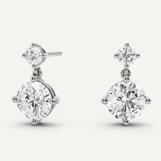 2 1/4 ctw Round Diamond Two Stone Earring - Lotus Diamond
