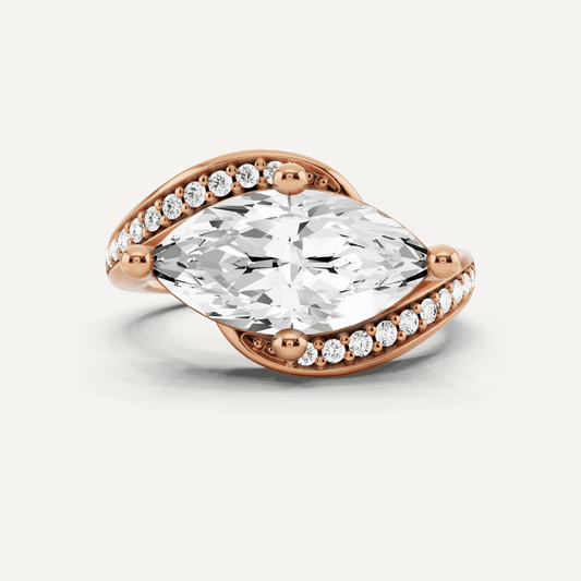 2 1/8 ctw Marquise Diamond East - West Engagement Ring - Lotus Diamond