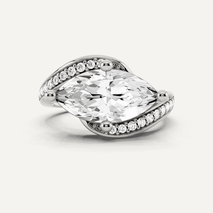 2 1/8 ctw Marquise Diamond East - West Engagement Ring - Lotus Diamond