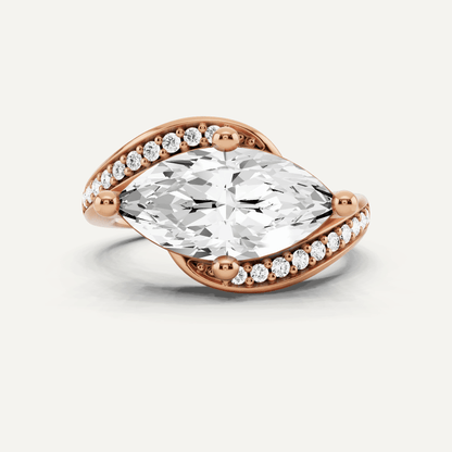 2 1/8 ctw Marquise Diamond East - West Engagement Ring - Lotus Diamond