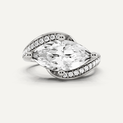 2 1/8 ctw Marquise Diamond East - West Engagement Ring - Lotus Diamond