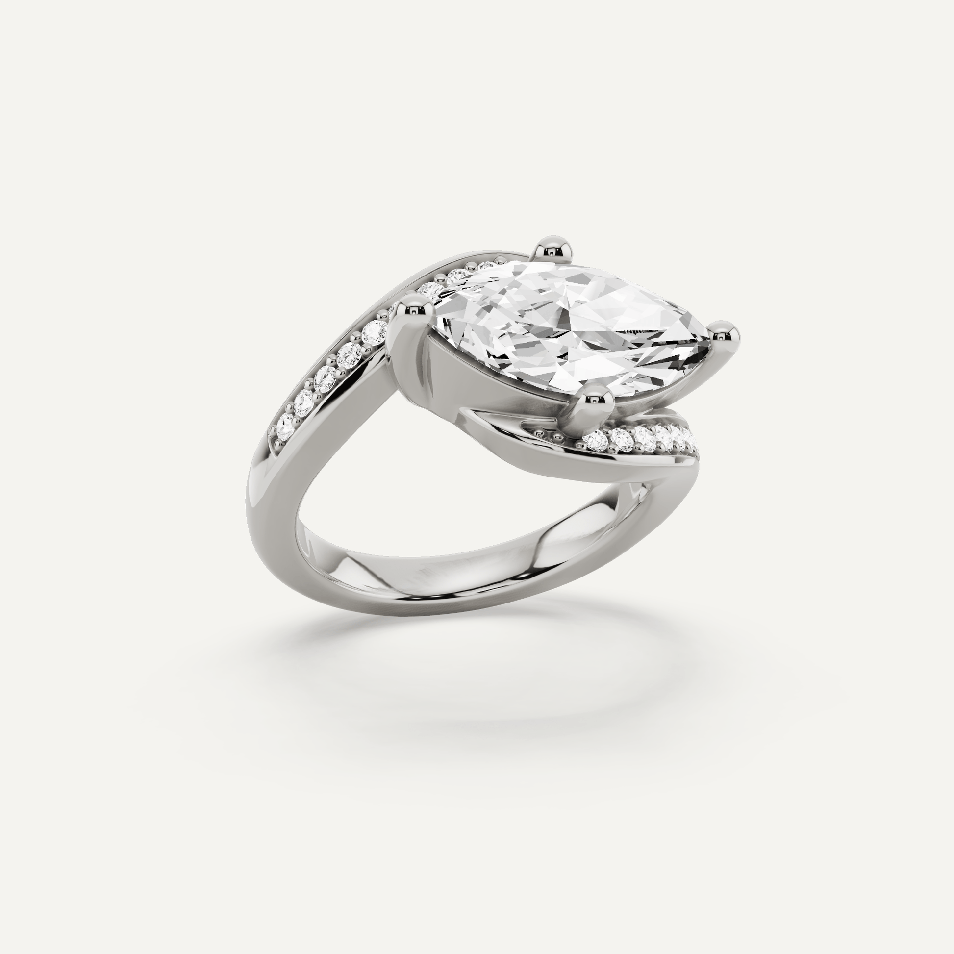2 1/8 ctw Marquise Diamond East - West Engagement Ring - Lotus Diamond