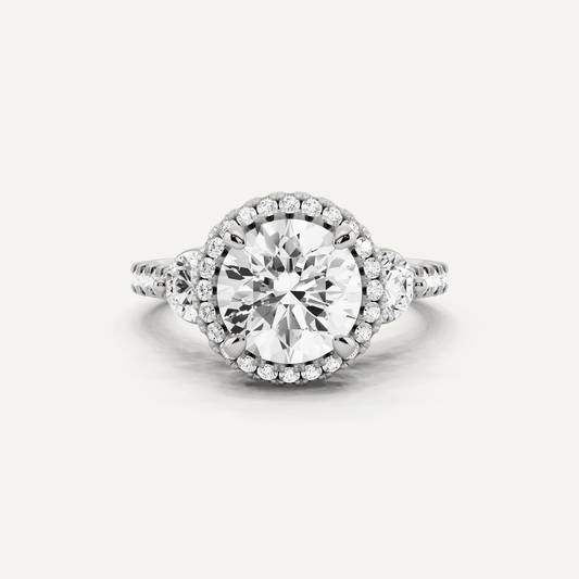2 3/4 ctw Round Diamond Halo Engagement Ring - Lotus Diamond
