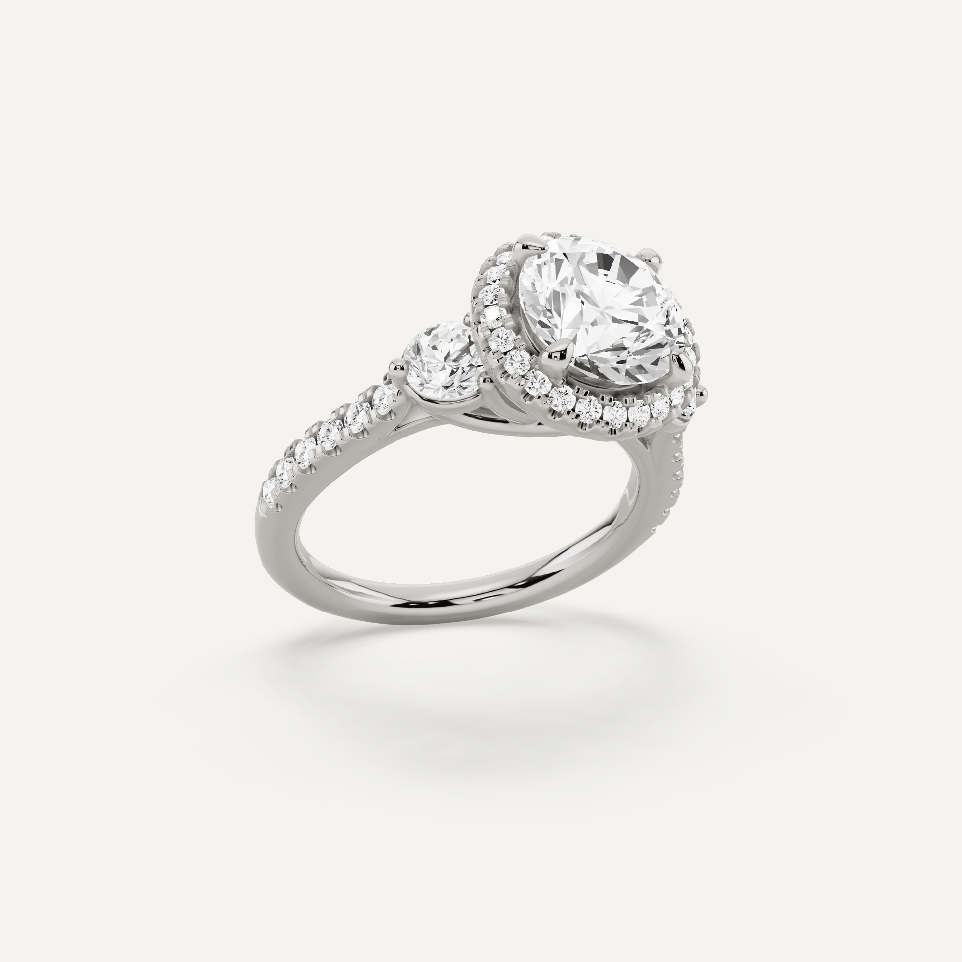 2 3/4 ctw Round Diamond Halo Engagement Ring - Lotus Diamond