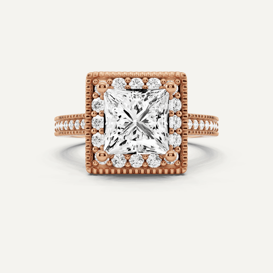 2 3/8 ctw Princess Diamond Side Stone Engagement Ring - Lotus Diamond