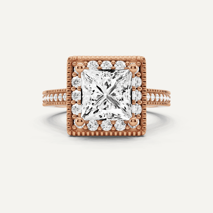 2 3/8 ctw Princess Diamond Side Stone Engagement Ring - Lotus Diamond
