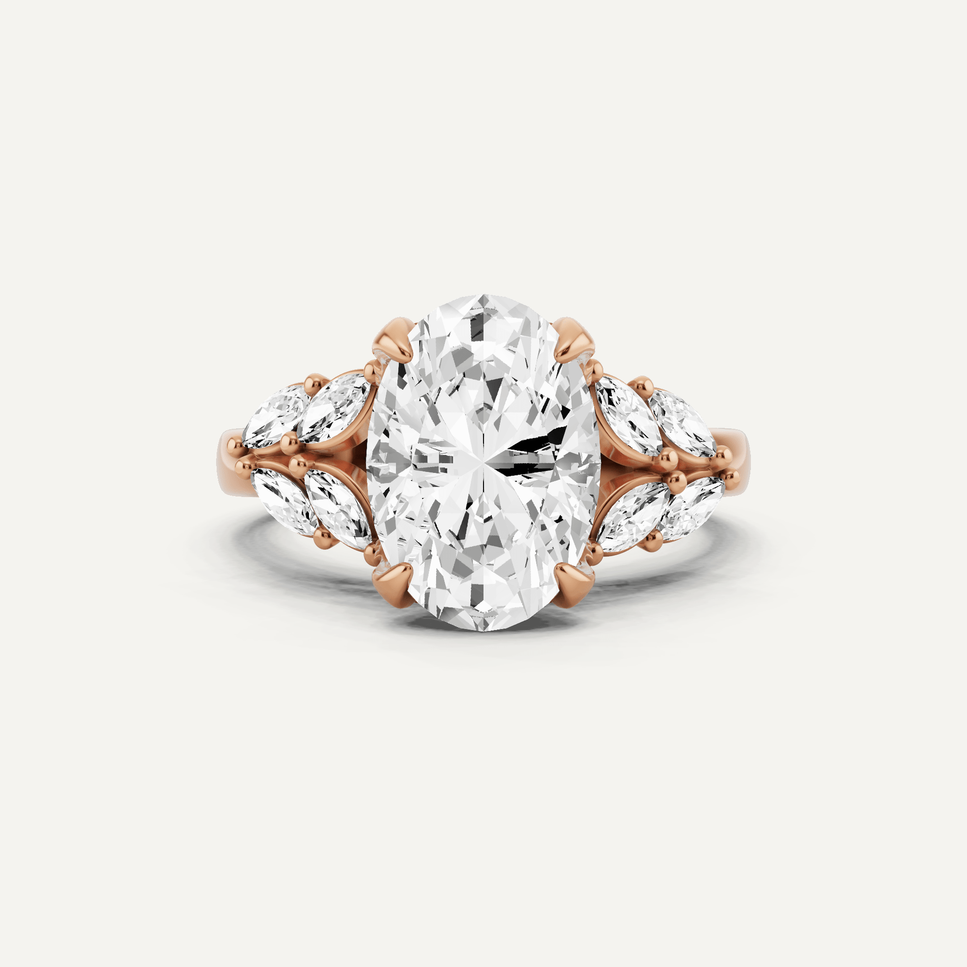 2 5/8 ctw Oval Diamond Side Stone Engagement Ring - Lotus Diamond