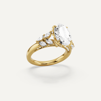 2 5/8 ctw Oval Diamond Side Stone Engagement Ring - Lotus Diamond