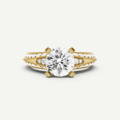 2 7/8 ctw Round Diamond Side Stone Engagement Ring - Lotus Diamond