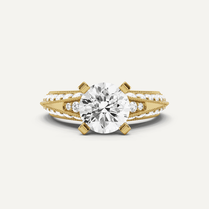 2 7/8 ctw Round Diamond Side Stone Engagement Ring - Lotus Diamond