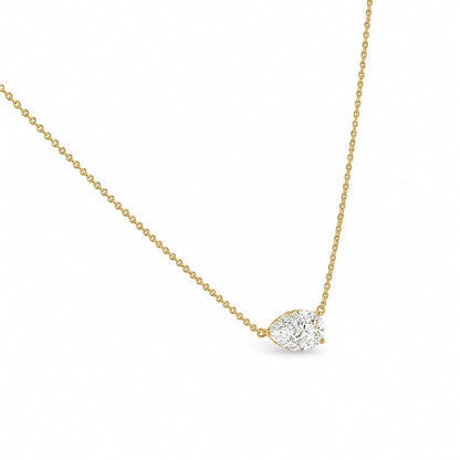 2 Ct Pear EF VS Lab Grown Diamond Solitaire Bridal Necklace in 14K Yellow Gold - Lotus Diamond