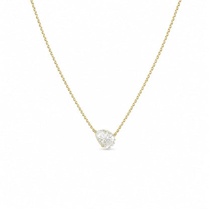 2 Ct Pear EF VS Lab Grown Diamond Solitaire Bridal Necklace in 14K Yellow Gold - Lotus Diamond