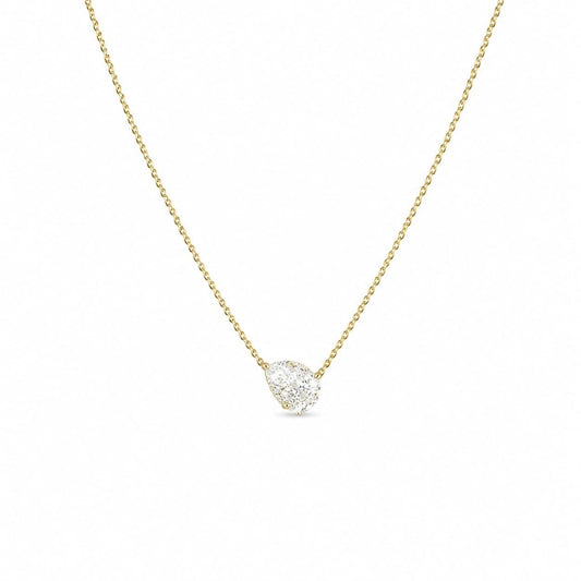2 Ct Pear EF VS Lab Grown Diamond Solitaire Bridal Necklace in 14K Yellow Gold - Lotus Diamond