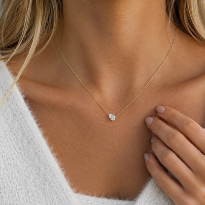 2 Ct Pear EF VS Lab Grown Diamond Solitaire Bridal Necklace in 14K Yellow Gold - Lotus Diamond